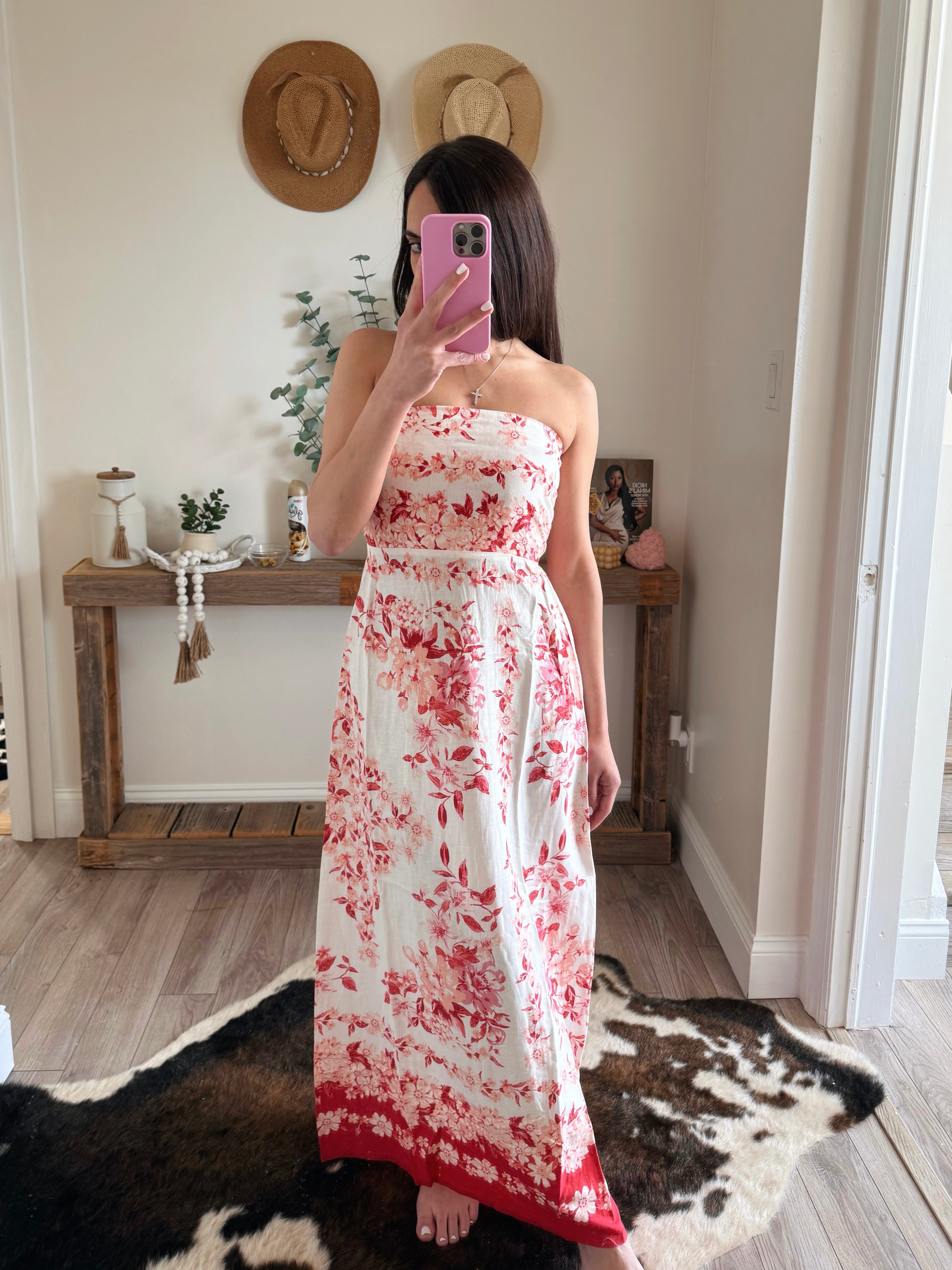 Red Floral Straight-Line Dress SHOP LYSS + LIN Red Floral Straight-Line Dress SHOP LYSS + LIN