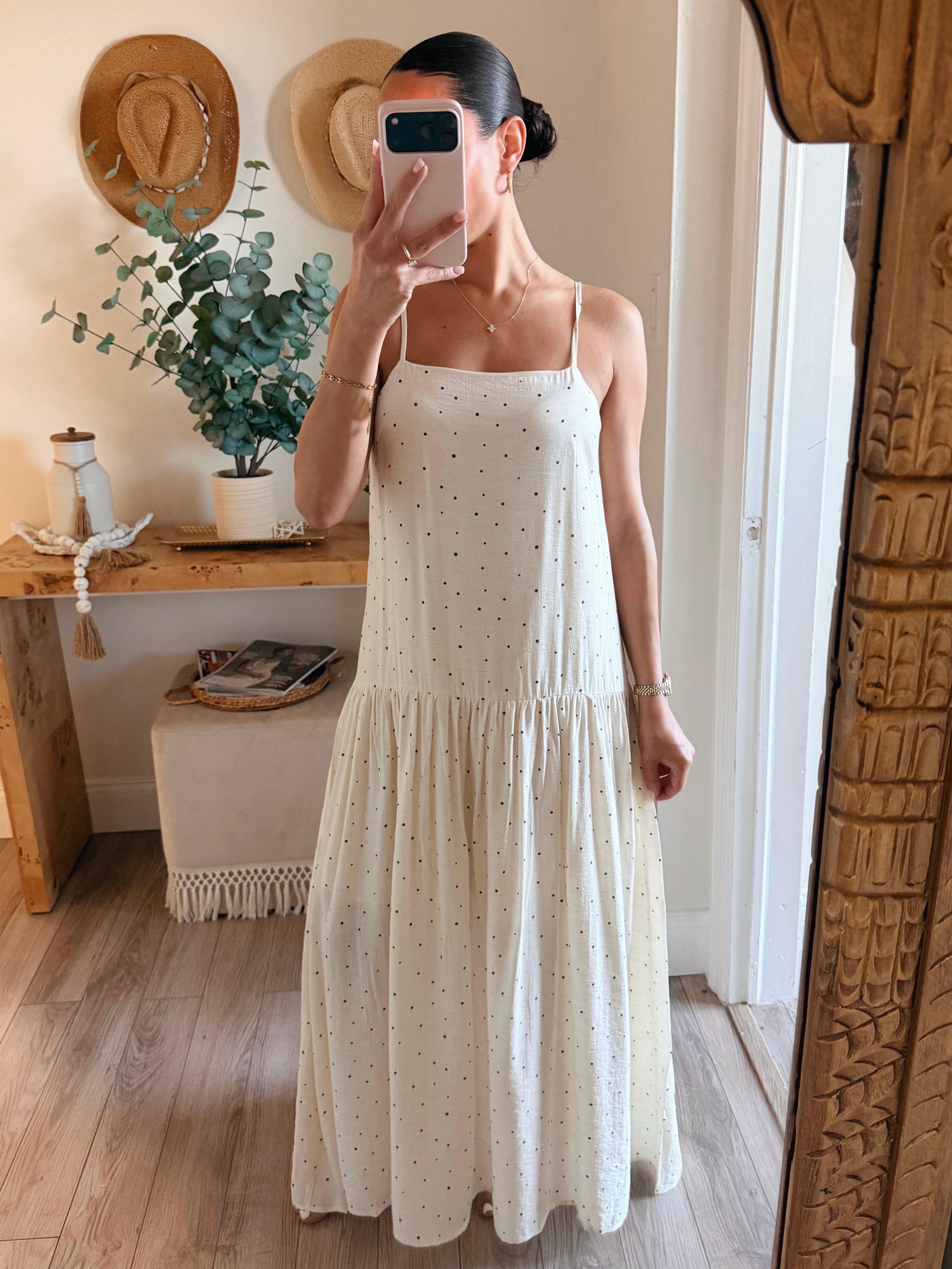Kenzie Polka Dot Drop-Waist Cami Dress