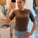 Brown Fiona Ribbed Knit Top