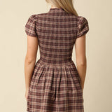 Rinsely Plaid Smocked Mini Dress
