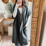 Longline Self Tie Waist Belt Knit Cardigan Vest