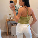 Lime Beaded Halter Knit Tank Top