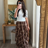 Brown Sugar Plaid Tiered Skirt