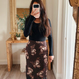 Rosalie Floral Lace Trim Midi Skirt