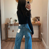 Waist Control Super High Rise Baggy Wide Jeans