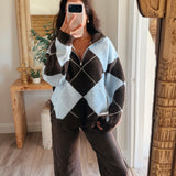 Uptown Muse Argyle Half Zip