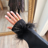 Black Feather Trim Sweater