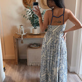 Brynn Blue Trim Printed Maxi Dress