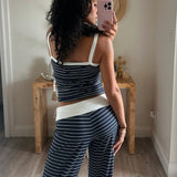 Striped Tank with Fold Over Pant Set