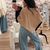 Triangle Poncho Scarf w. Loop - Gray/Camel