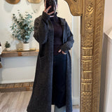 Cozy Brown Knit Hooded Long Cardigan