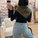 Thick Triangular Bandana Scarf - Khaki/Cafe