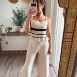 River Ruffled Hem Knit Set -Top