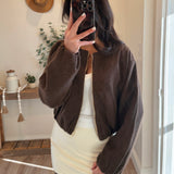 Brown Soft Pocketed Bubble Bomber Jacket