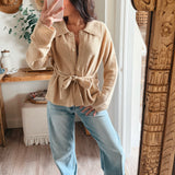 Taupe Maci Belted Knit Jacket
