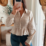 Nomi Smocked Peplum Shirt