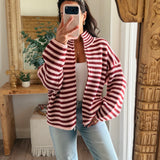 Pink/Burgundy Zane Striped Zip Up