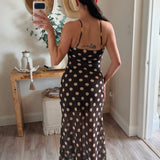 Karin Polka Dot Ruffle Front Maxi Dress