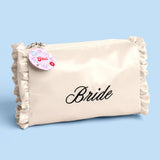 Embroidered Bride Satin Cosmetic Bag