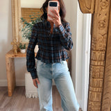 Nila Smocked Plaid Peplum Blouse