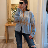 Baby Blue Manhattan Argyle Zip Up