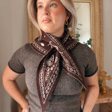 Thick Triangular Bandana Scarf - Khaki/Cafe