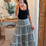 Ali Gingham Tiered Maxi Skirt