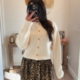 Cream Ribbon Button Down Sweater