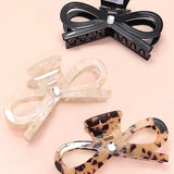 Bow Ribbon Rhinestone Hair Claw Clips