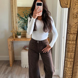 Java Brown Stretch Barrel Jeans