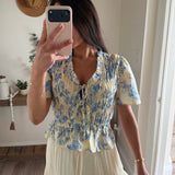 Nina Floral Lace-Up Peplum Top