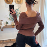 Brown Front Tied Detail Sweater Top