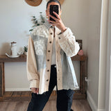 Oversize Skull Detail Lace Denim Jacket