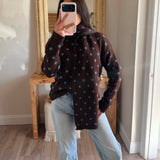 Cozy Girl Polka Dot Scarf Set - Brown/Blue