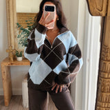 Uptown Muse Argyle Half Zip