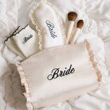 Embroidered Bride Satin Cosmetic Bag