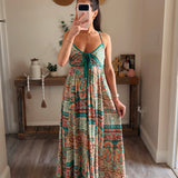 Andrea Contrast Printed Maxi Dress