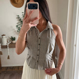 Sally Striped Pattern Collared Blouse