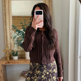 Brown Kassidy Cable Knit Cardigan