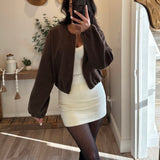 Brown Soft Pocketed Bubble Bomber Jacket