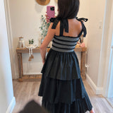 Black Smocked Tiered Maxi Dress