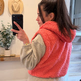 Fluffy Full Zip Cropped Hooded Vest