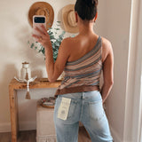 Gia One-Shoulder Stripe Top