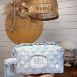 Mrs. Something Blue Bridal Quilted Cosmetic Pouch