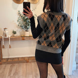 Gray Argyle V Neck Vest