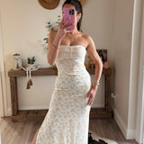 Stretch Lace Maxi with Yellow Floral Detail