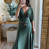 Plunging Bell Short Sleeve Fitted Top