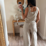 Fiona Mixed Gingham Straight Pants