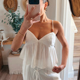 Boho Beaded Strap Peplum Cami Top