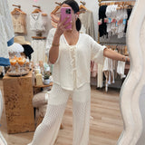 Promesa Pointelle Crochet-Knit Tie-Sides Joggers Cargos